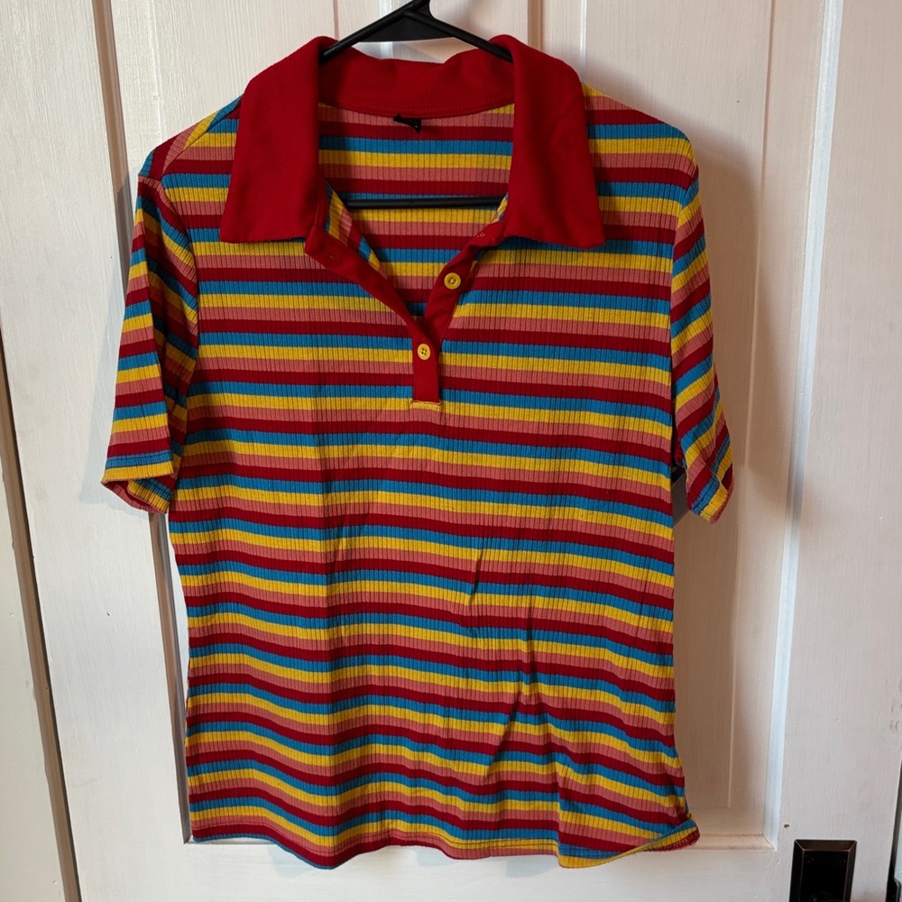 SHEIN Multicolor‎ Striped womens Polo Shirt